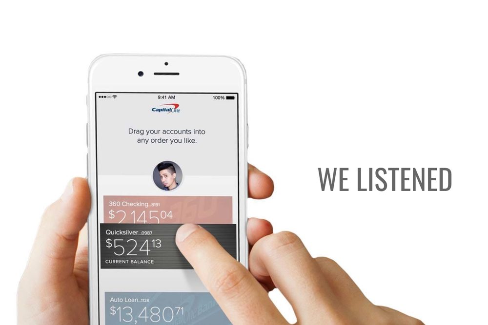 Screens from the Capital One iOS app redesign