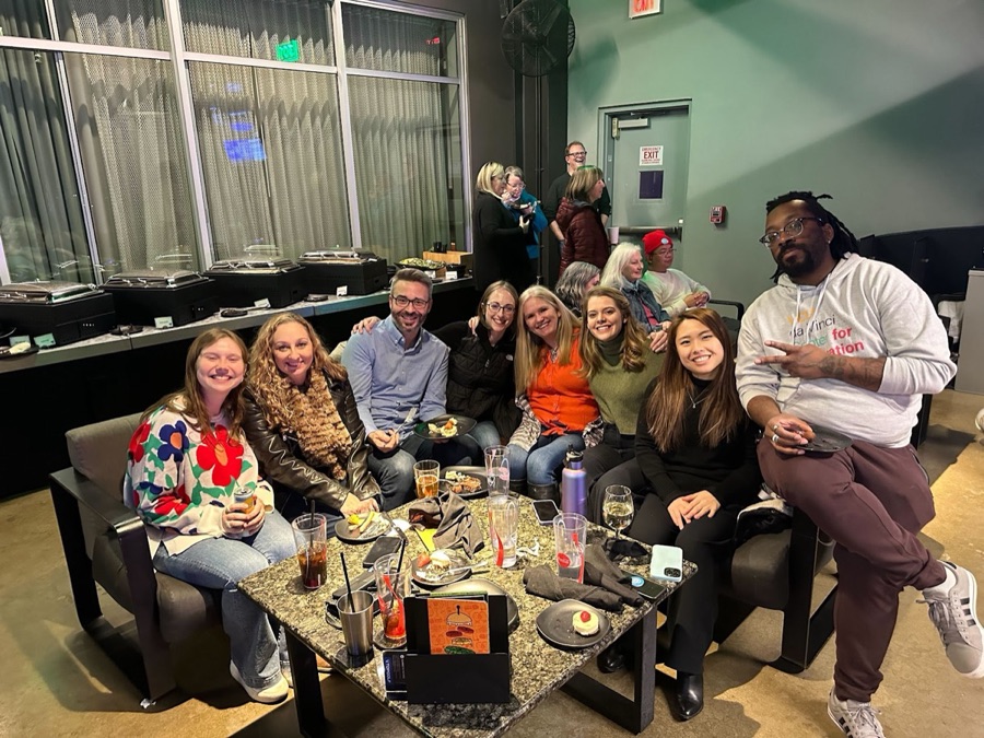 The platform design team out together at a team dinner, 2018–present
